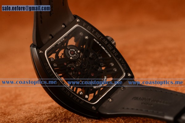 Franck Muller Vanguard Miyota Automatic Copy Tourbillon Pvd Case With Skeleton Dial Leather/Rubber Strap